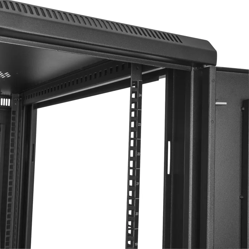 StarTech.com Armario rack de servidor de 4 postes 24U, armario rack de datos de 19 pulgadas con cerradura para equipos informáticos/AV/IT, rack de oficina/red doméstica con ruedas y guías de montaje ajustables