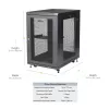 StarTech.com Armario rack de servidor de 4 postes 18U, armario rack de datos de 19 pulgadas con cerradura para equipos informáticos / AV / IT, rack de oficina / red doméstica con ruedas y guías de montaje ajustables