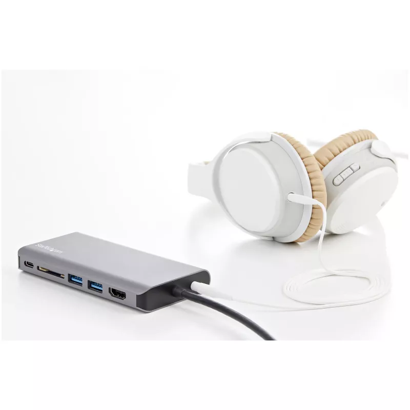 StarTech.com Adaptador multipuerto USB-C – Dock de viaje mini USB-C con HDMI 4K o VGA 1080p – Hub 3x USB 3.0, SD, GbE, audio, PD 100W Pass-Through – Estación de acoplamiento portátil para portátil/tablet