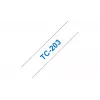 Cinta de etiquetar 12 mm Brother TC203 azul sobre blanco