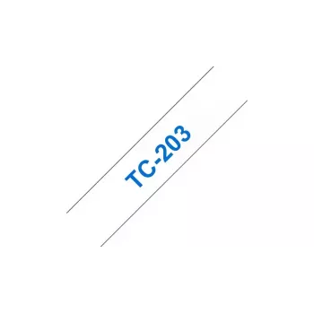 Cinta de etiquetar 12 mm Brother TC203 azul sobre blanco