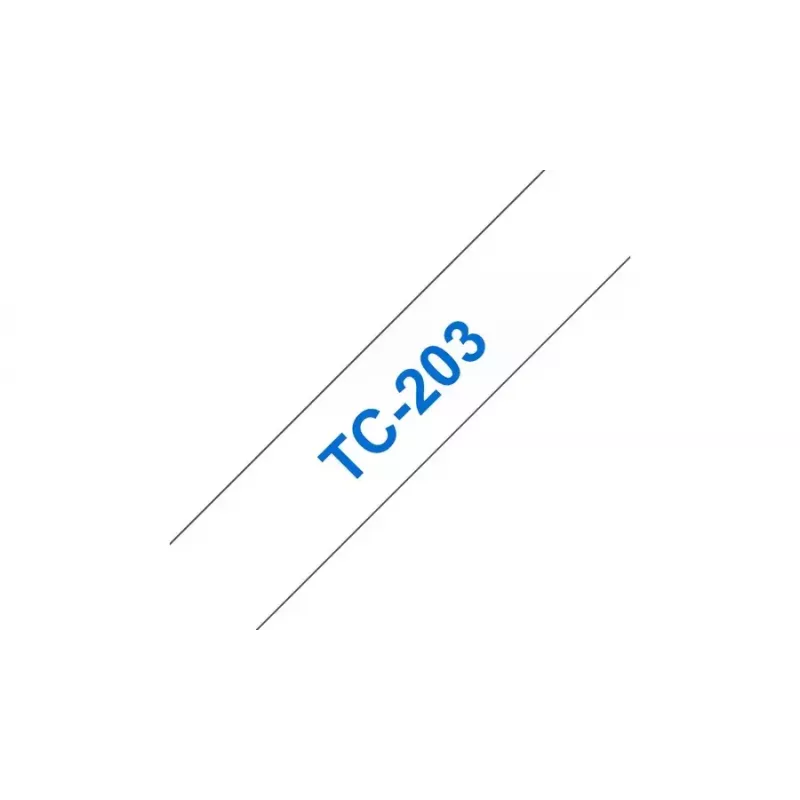 Cinta de etiquetar 12 mm Brother TC203 azul sobre blanco