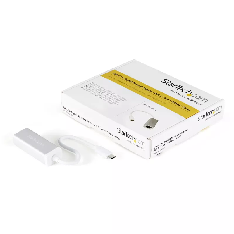 StarTech.com Adaptador de red USB-C a Gigabit – plateado, con cable, USB, Ethernet, 5000 Mbit/s, plateado