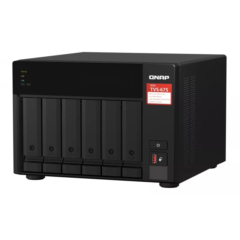 QNAP TVS-675 NAS torre ZhaoXin KaiXian KX-6000 KX-U6580 8 GB DDR4 0 TB QuTS hero Black