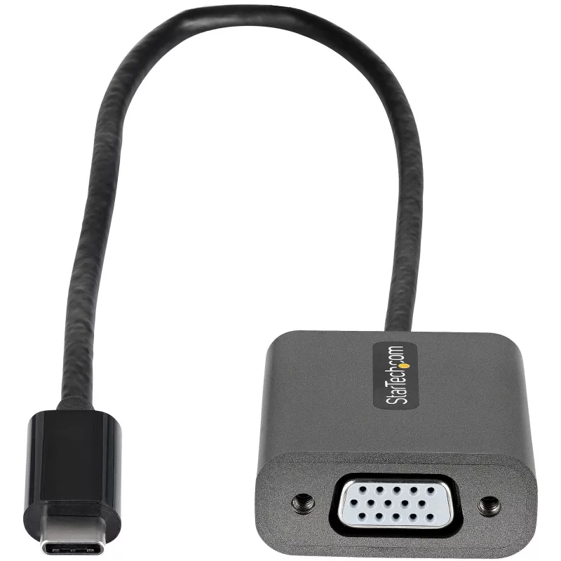 StarTech.com Adaptador USB-C a VGA – 1080p adaptador dongle USB Type-C a VGA – convertidor de vídeo USB-C (DP Alt Mode) a monitor/pantalla VGA – compatible con Thunderbolt 3 – cable integrado de 30 cm – versión mejorada de CDP2VGA