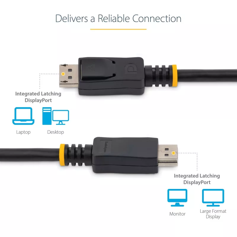StarTech.com Cable DisplayPort 1.2 de 3m – cable DisplayPort 4K x 2K Ultra HD certificado por VESA – cable DP a DP para monitor – cable de vídeo/pantalla DP – conectores DP con bloqueo
