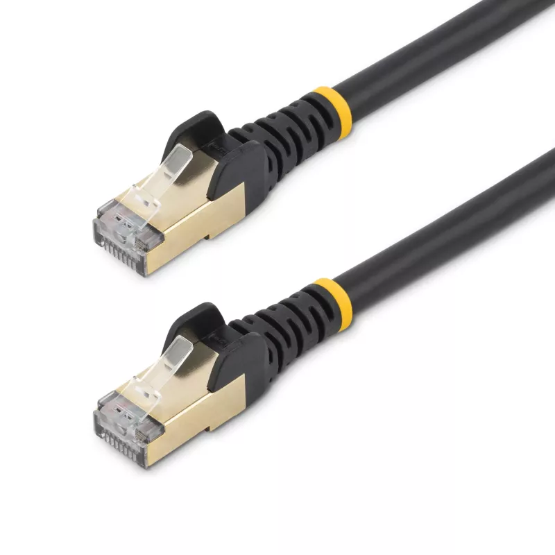 StarTech.com Cable Ethernet CAT6a de 10m – 10 Gigabit blindado, snagless, RJ45, cable de parcheo 100W PoE – cable de red 10GbE STP con alivio de tensión – negro, probado individualmente/cableado certificado UL/TIA