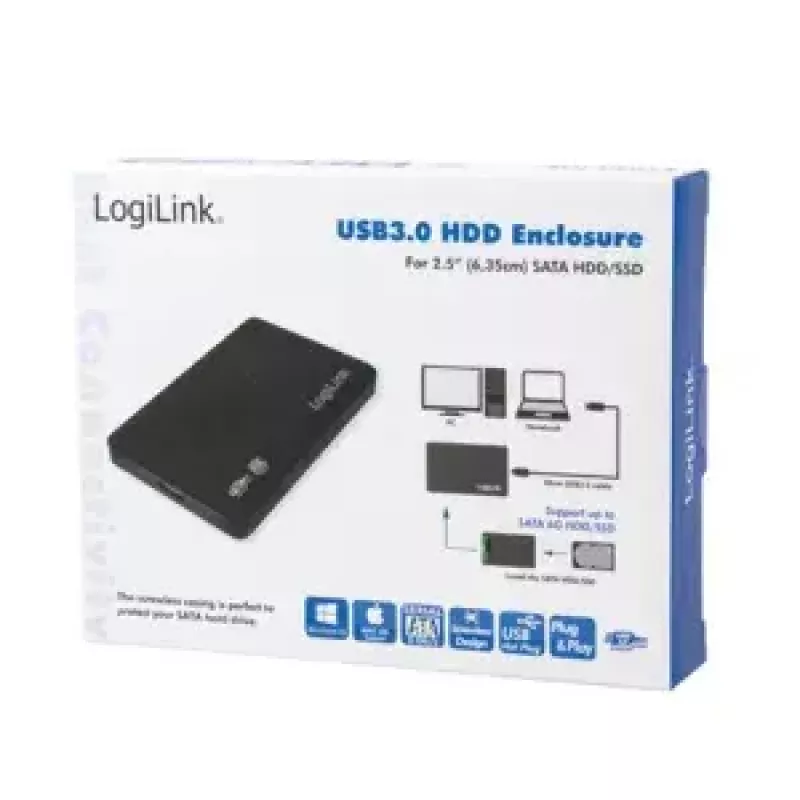 Carcasa para disco duro LogiLink UA0256 negra 2,5 pulgadas