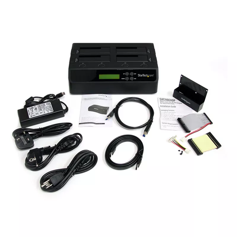 StarTech.com Dock duplicador de discos duros SATA independiente 1:3 USB 3.0 eSATA de 4 bahías