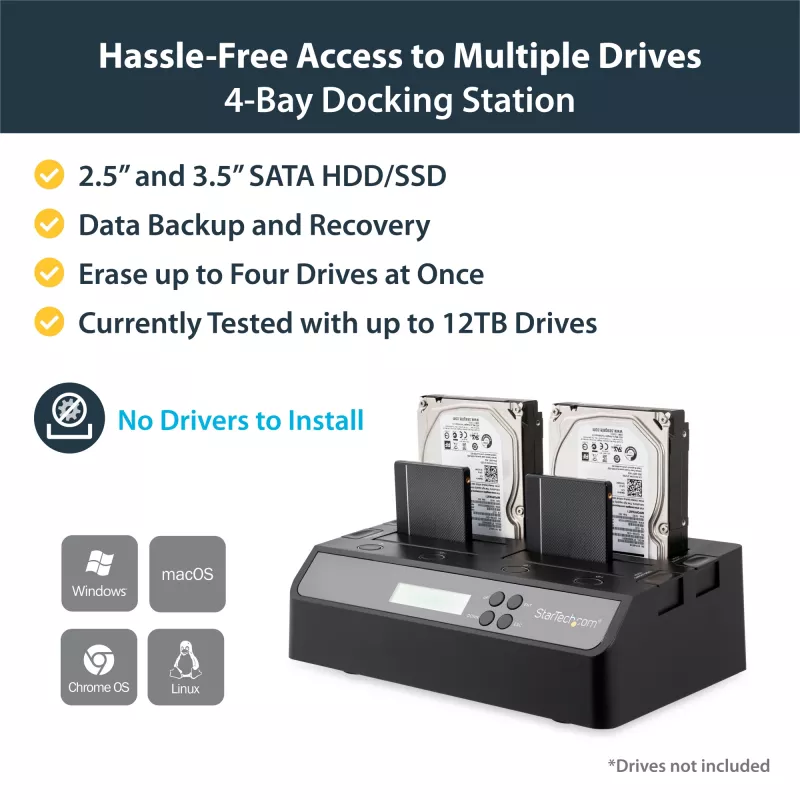 StarTech.com Dock duplicador de discos duros SATA independiente 1:3 USB 3.0 eSATA de 4 bahías