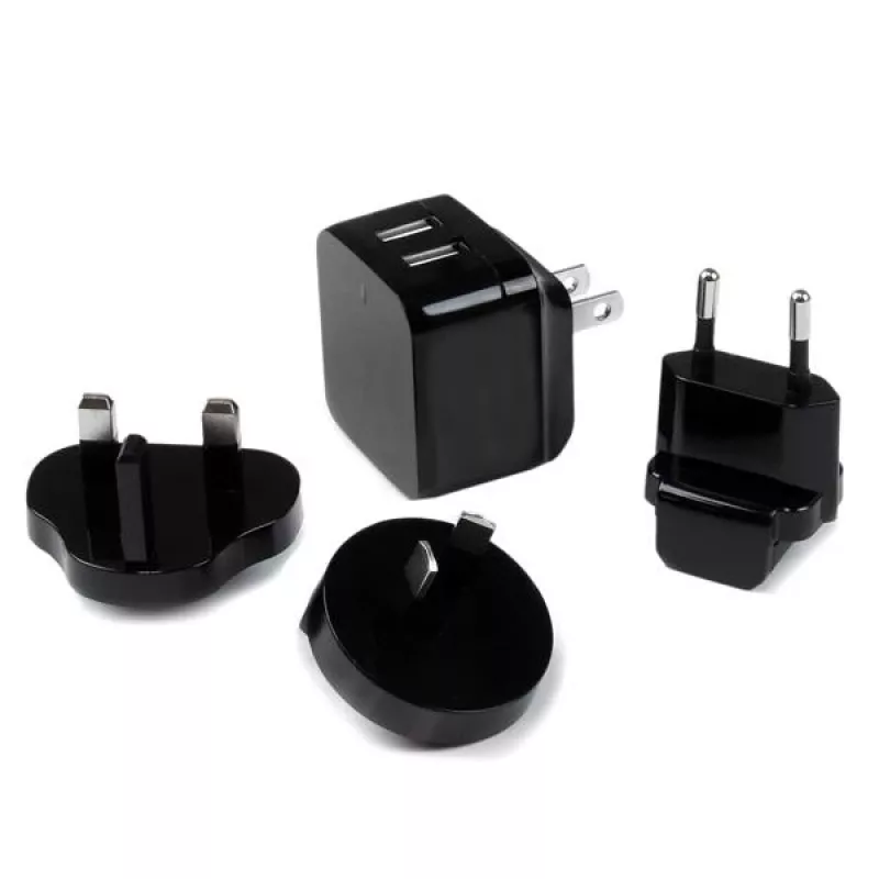 StarTech.com Cargador USB de doble puerto para viajes internacionales – 17W/3,4A – negro