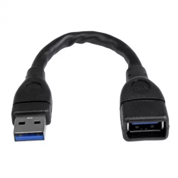 StarTech.com Cable alargador USB 3.0 A a A – 6 pulgadas, negro, 0,152 m, USB A, USB A, USB 3.2 Gen 1 (3.1 Gen 1), 5 Gbit/s, negro
