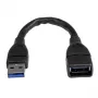 StarTech.com Cable alargador USB 3.0 A a A – 6 pulgadas, negro, 0,152 m, USB A, USB A, USB 3.2 Gen 1 (3.1 Gen 1), 5 Gbit/s, negro