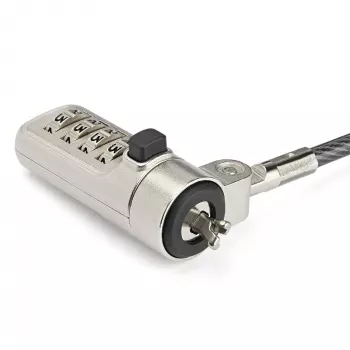 StarTech.com Candado de cable para portátil de 2 m – Candado de seguridad con combinación numérica de 4 dígitos para portátil/sobremesa con ranura Wedge – Candado antirrobo de acero con recubrimiento de vinilo – Portátil