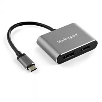 StarTech.com Adaptador de vídeo multipuerto USB-C – Adaptador de monitor USB-C a HDMI 2.0 o DisplayPort 1.2 4K 60Hz – Convertidor de pantalla USB Type-C 2 en 1 HDMI/DP HBR2 HDR – Compatible con Thunderbolt 3