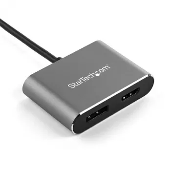 StarTech.com Adaptador de vídeo multipuerto USB-C – Adaptador de monitor USB-C a HDMI 2.0 o DisplayPort 1.2 4K 60Hz – Convertidor de pantalla USB Type-C 2 en 1 HDMI/DP HBR2 HDR – Compatible con Thunderbolt 3