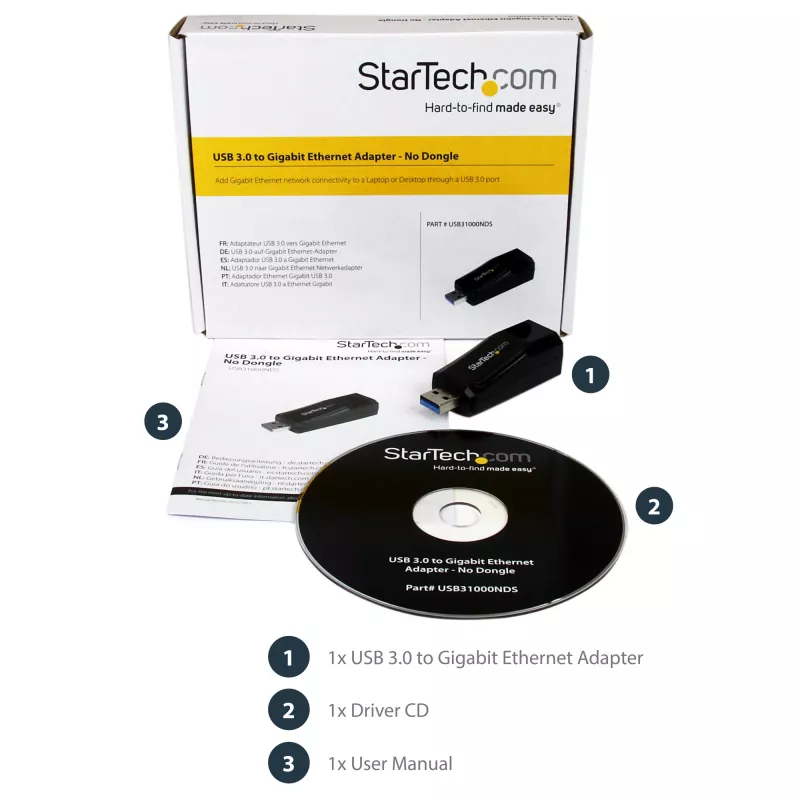 StarTech.com Adaptador de red USB 3.0 a Gigabit Ethernet NIC – 10/100/1000 Mbit/s