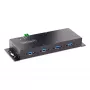 StarTech.com Hub USB 3.0 industrial de 4 puertos 5Gbps, hub USB robusto con protección ESD, montaje en DIN/pared/mesa hub USB-A, ampliación USB con conectores de bloqueo, Heavy Duty – TAA