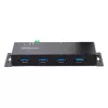 StarTech.com Hub USB 3.0 industrial de 4 puertos 5Gbps, hub USB robusto con protección ESD, montaje en DIN/pared/mesa hub USB-A, ampliación USB con conectores de bloqueo, Heavy Duty – TAA