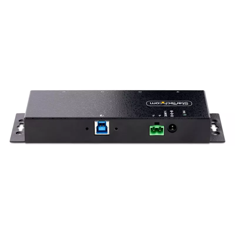 StarTech.com Hub USB 3.0 industrial de 4 puertos 5Gbps, hub USB robusto con protección ESD, montaje en DIN/pared/mesa hub USB-A, ampliación USB con conectores de bloqueo, Heavy Duty – TAA