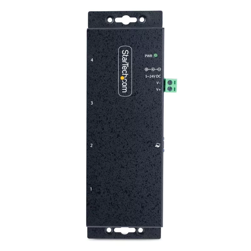 StarTech.com Hub USB 3.0 industrial de 4 puertos 5Gbps, hub USB robusto con protección ESD, montaje en DIN/pared/mesa hub USB-A, ampliación USB con conectores de bloqueo, Heavy Duty – TAA