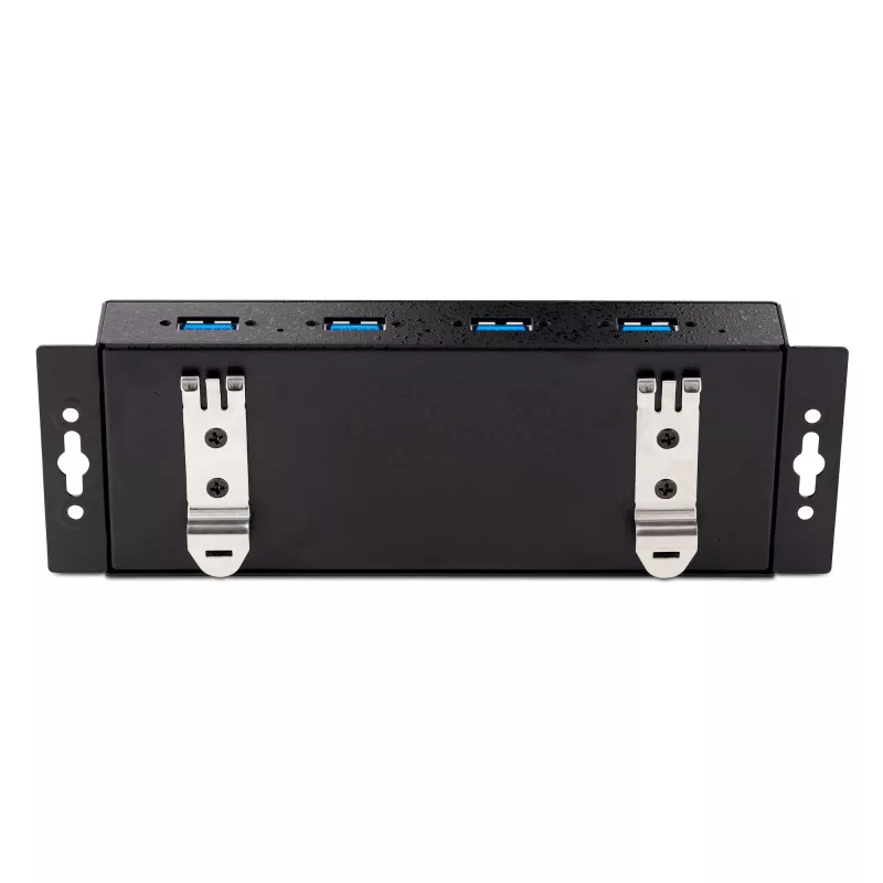 StarTech.com Hub USB 3.0 industrial de 4 puertos 5Gbps, hub USB robusto con protección ESD, montaje en DIN/pared/mesa hub USB-A, ampliación USB con conectores de bloqueo, Heavy Duty – TAA