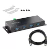 StarTech.com Hub USB 3.0 industrial de 4 puertos 5Gbps, hub USB robusto con protección ESD, montaje en DIN/pared/mesa hub USB-A, ampliación USB con conectores de bloqueo, Heavy Duty – TAA