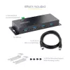 StarTech.com Hub USB 3.0 industrial de 4 puertos 5Gbps, hub USB robusto con protección ESD, montaje en DIN/pared/mesa hub USB-A, ampliación USB con conectores de bloqueo, Heavy Duty – TAA