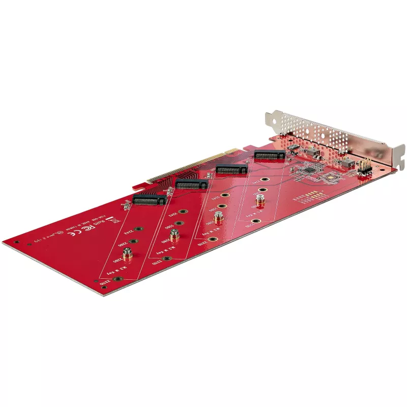 StarTech.com Tarjeta adaptadora PCIe Quad M.2, PCIe x16 a cuatro SSD NVMe o AHCI M.2, PCI Express 4.0, 7,8 GBps/unidad, requiere bifurcación, compatible con Windows/Linux