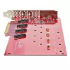 StarTech.com Tarjeta adaptadora PCIe Quad M.2, PCIe x16 a cuatro SSD NVMe o AHCI M.2, PCI Express 4.0, 7,8 GBps/unidad, requiere bifurcación, compatible con Windows/Linux