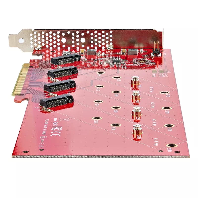 StarTech.com Tarjeta adaptadora PCIe Quad M.2, PCIe x16 a cuatro SSD NVMe o AHCI M.2, PCI Express 4.0, 7,8 GBps/unidad, requiere bifurcación, compatible con Windows/Linux