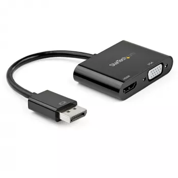 StarTech.com Adaptador DisplayPort a HDMI VGA - Adaptador de monitor DisplayPort 1.2 HBR2 a HDMI 2.0 (4K 60Hz) o VGA 1080p - Dongle convertidor DP a HDMI o VGA - Adaptador de pantalla de vídeo digital