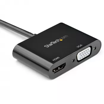 StarTech.com Adaptador DisplayPort a HDMI VGA - Adaptador de monitor DisplayPort 1.2 HBR2 a HDMI 2.0 (4K 60Hz) o VGA 1080p - Dongle convertidor DP a HDMI o VGA - Adaptador de pantalla de vídeo digital