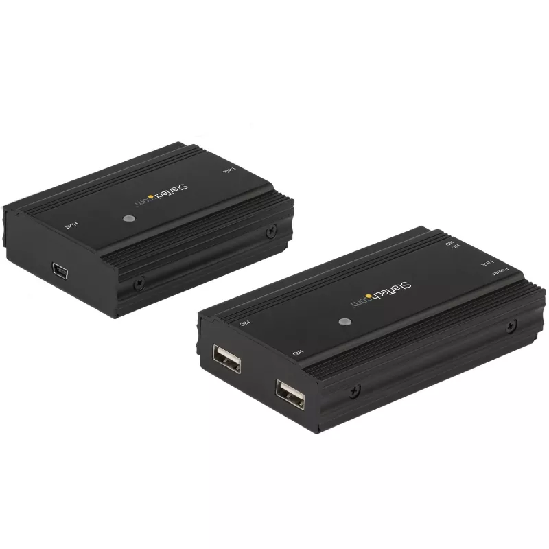 StarTech.com Hub extensor USB 2.0 de 4 puertos mediante un único cable Ethernet CAT5e/CAT6 (RJ45) – 100m – Kit adaptador hub extensor USB – Carcasa metálica – Alimentación externa – 480 Mbit/s