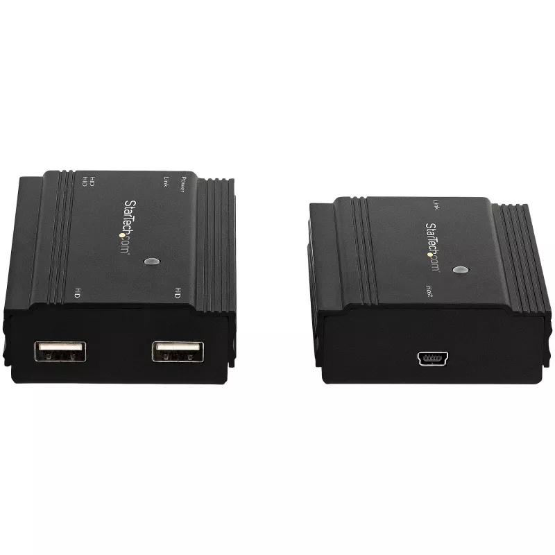 StarTech.com Hub extensor USB 2.0 de 4 puertos mediante un único cable Ethernet CAT5e/CAT6 (RJ45) – 100m – Kit adaptador hub extensor USB – Carcasa metálica – Alimentación externa – 480 Mbit/s