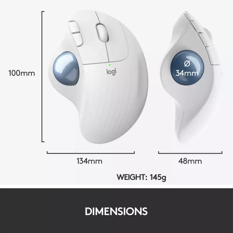 Ratón Logitech ERGO M575 Trackball inalámbrico RF Wireless + Bluetooth