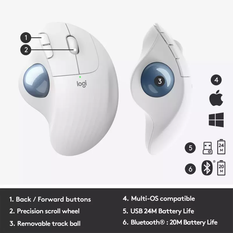 Ratón Logitech ERGO M575 Trackball inalámbrico RF Wireless + Bluetooth