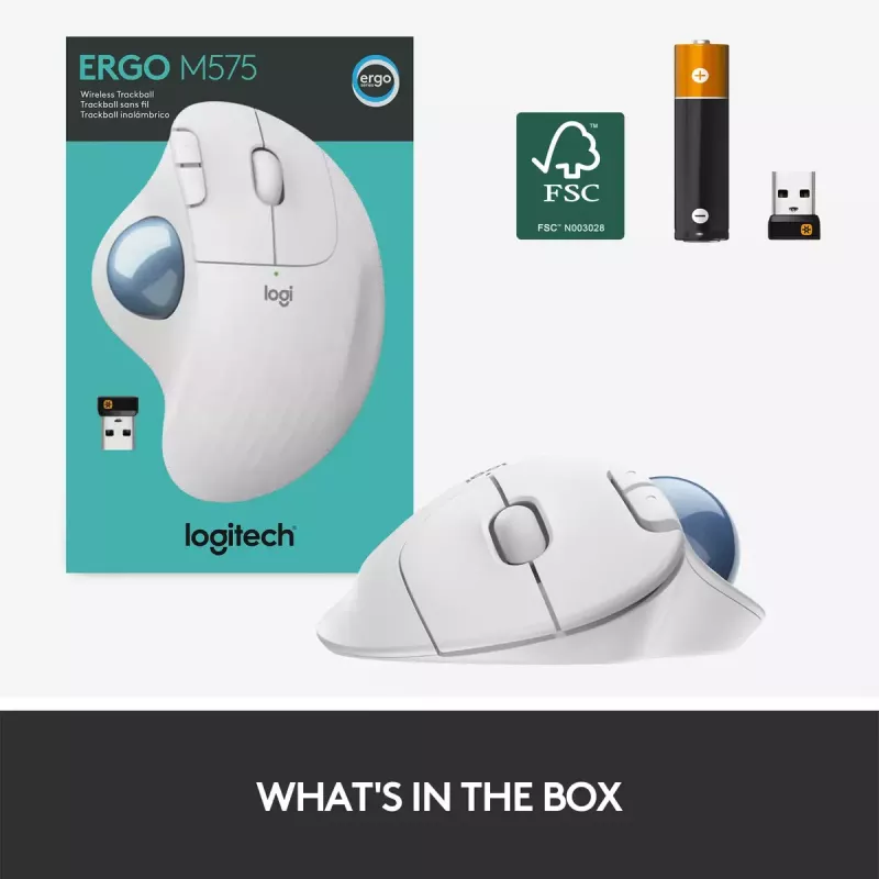 Ratón Logitech ERGO M575 Trackball inalámbrico RF Wireless + Bluetooth