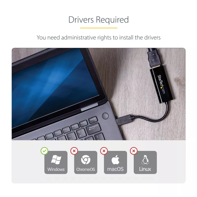 StarTech.com Adaptador USB 3.0 a HDMI, convertidor de monitor USB a HDMI para Windows, 1080P (sin soporte para macOS/ChromeOS/Linux) – TAA