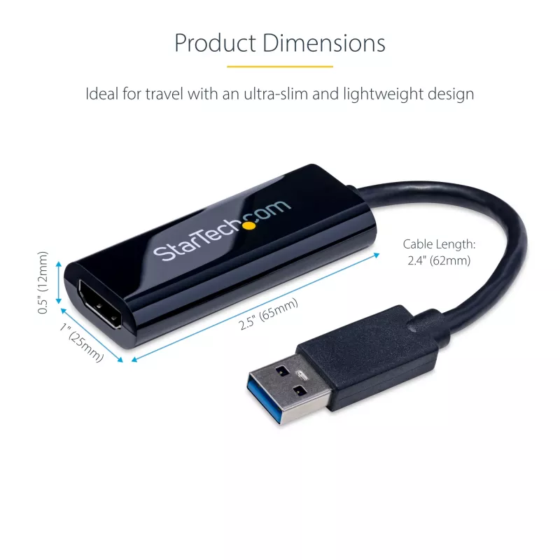 StarTech.com Adaptador USB 3.0 a HDMI, convertidor de monitor USB a HDMI para Windows, 1080P (sin soporte para macOS/ChromeOS/Linux) – TAA