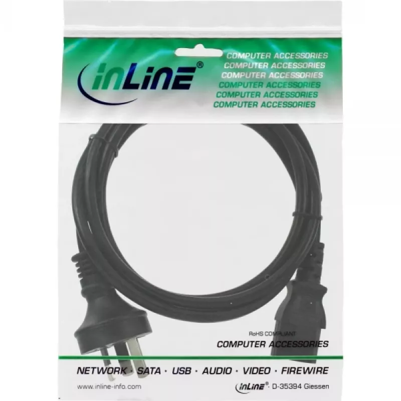 Cable de alimentación InLine, Australia a conector IEC C13 de 3 polos, 1,8 m