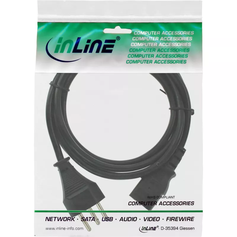 Cable de alimentación InLine Suiza negro 1,8m 16652C
