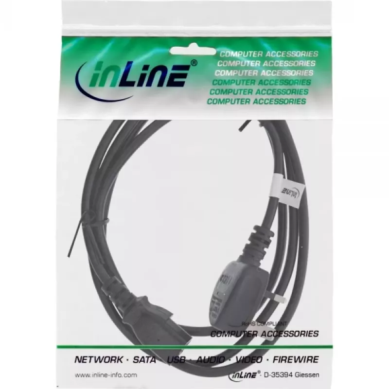 Cable de alimentación InLine conector Reino Unido / conector hembra IEC C13 de 3 polos, 1,8 m