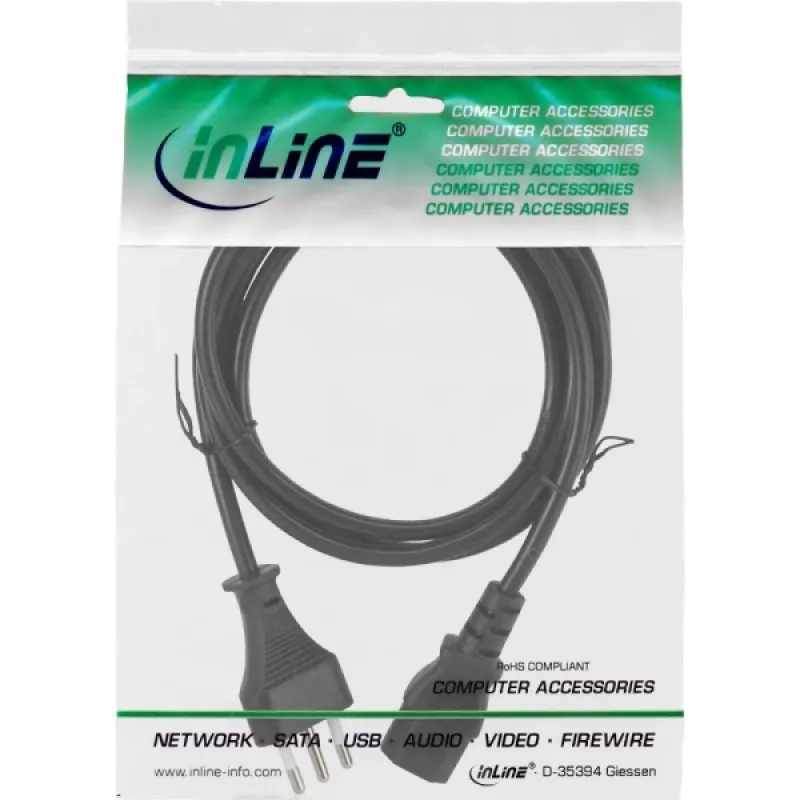 Cable de alimentación InLine, conector Italia / conector IEC C13 de 3 polos, 1,8 m
