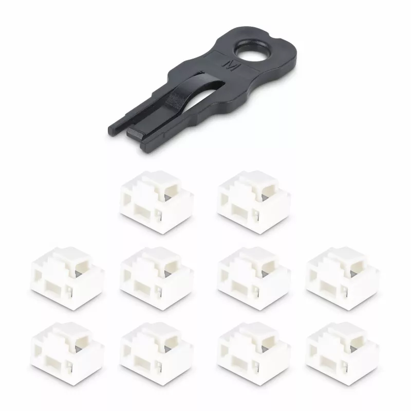 StarTech.com Bloqueos de puerto RJ45 - pack de 10 con llave de seguridad, bloqueador de puerto RJ45 con cierre/tapa antipolvo, protección de puerto Ethernet/LAN reutilizable, bloqueador antipolvo con clip RJ45 para servidores/switches/rosetas de pared