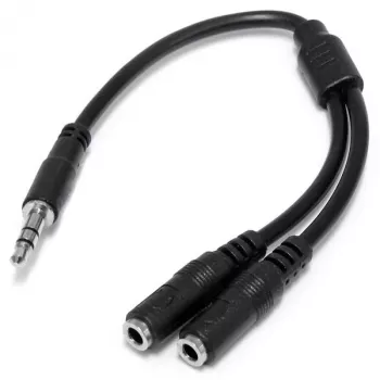 StarTech.com Cable divisor estéreo fino – conector macho de 3,5 mm a 2 conectores hembra de 3,5 mm