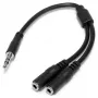 StarTech.com Cable divisor estéreo fino – conector macho de 3,5 mm a 2 conectores hembra de 3,5 mm