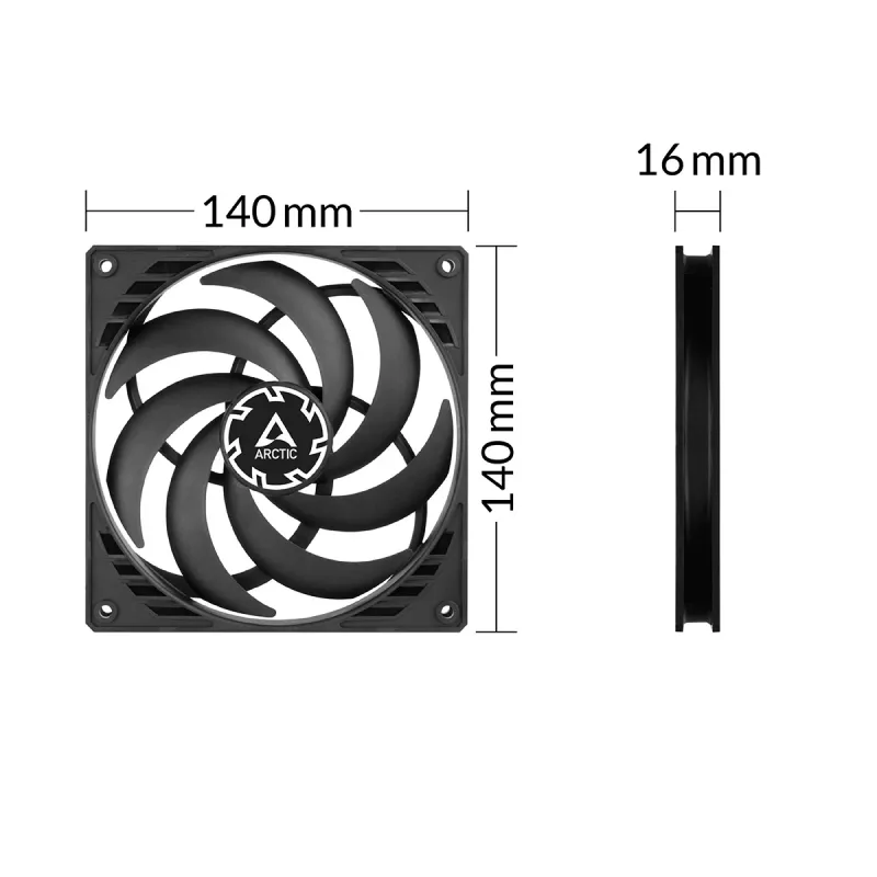 Ventilador PWM de 140 mm ARCTIC P14 Slim PWM PST optimizado para presión con cable en Y integrado