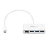 StarTech.com Hub USB-C de 3 puertos con Gigabit Ethernet – USB-C a 3x USB-A – Hub USB 3.0 – Blanco
