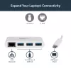 StarTech.com Hub USB-C de 3 puertos con Gigabit Ethernet – USB-C a 3x USB-A – Hub USB 3.0 – Blanco